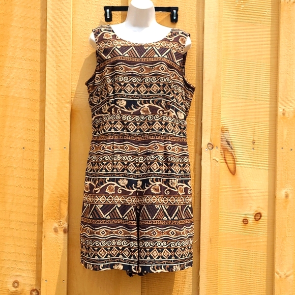 Sag Harbor Pants - Vtg Tribal Print Shorts Romper L